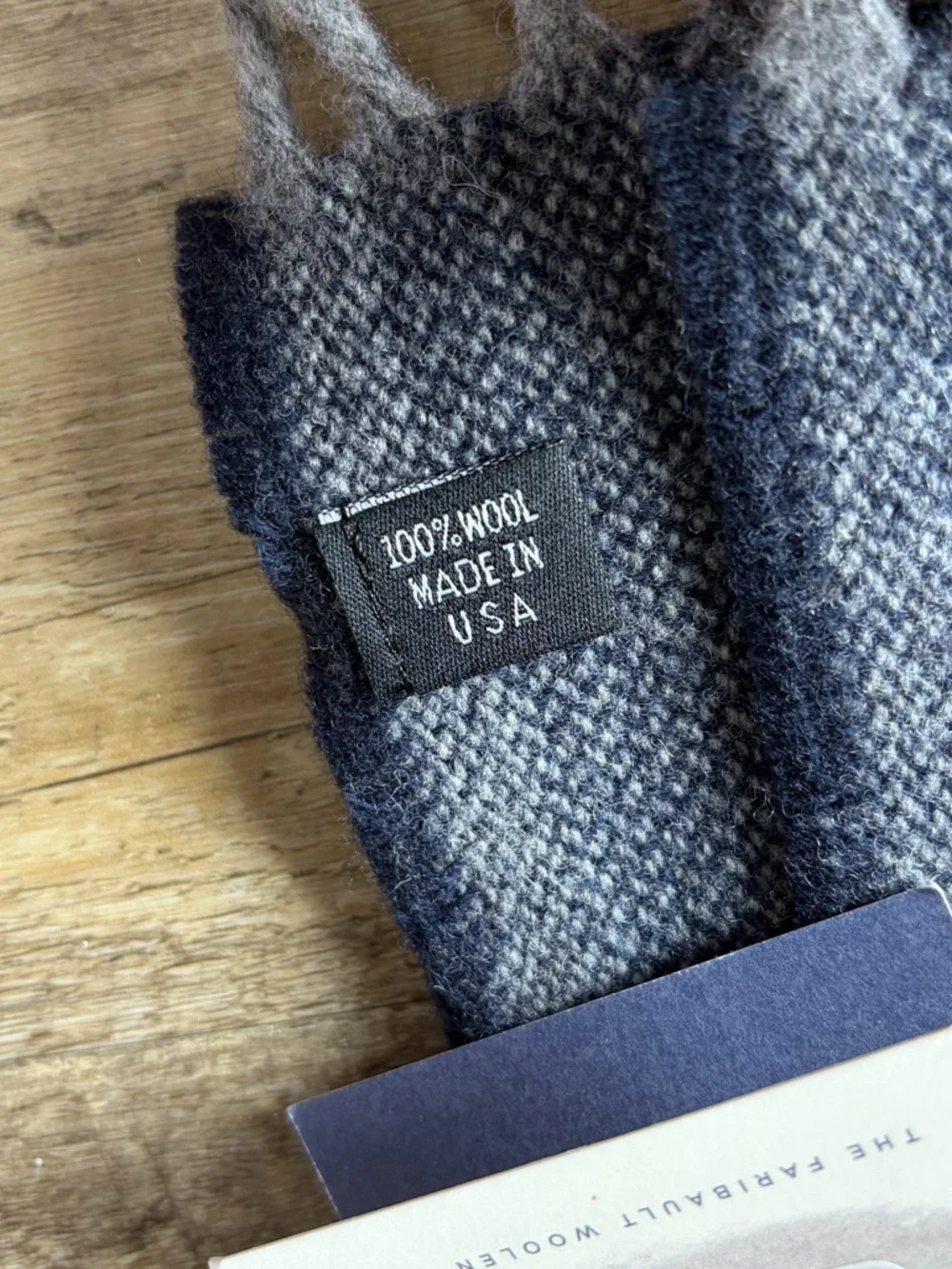 Faribault Unisex Navy Embellished Ashby Twill Ink Rolled Fringed 16x72 Scarf